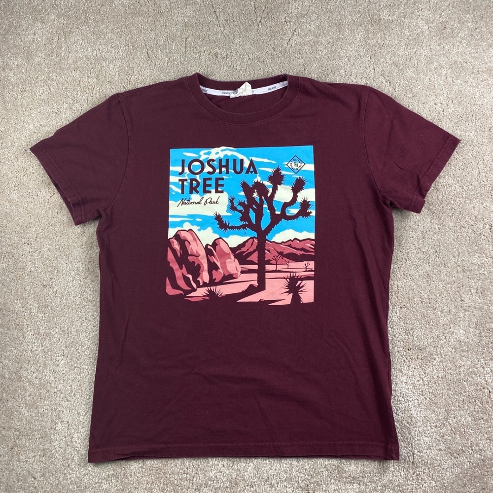 Mannys New York Joshua Tree National Park Graphic T-Shirt Mens Large Maroon